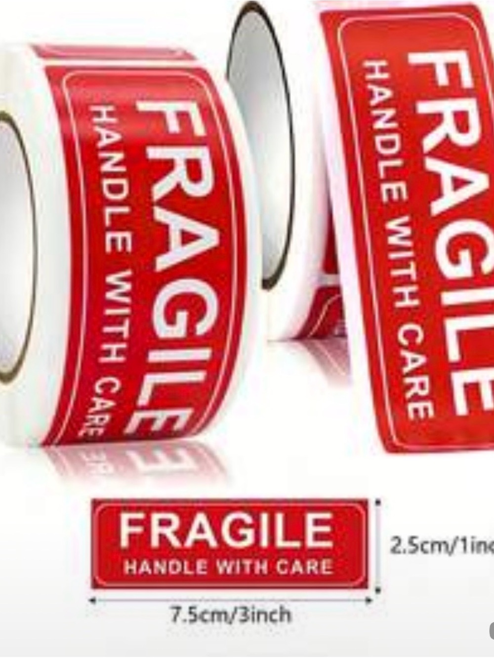 Fragile Handle With Care Red Sticker Roll 50 ct